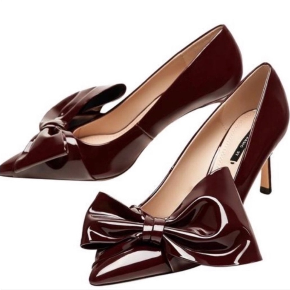 Zara Maroon big bow heels